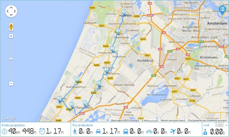 The Bloemencorso Route planed on IGotoWorld.com